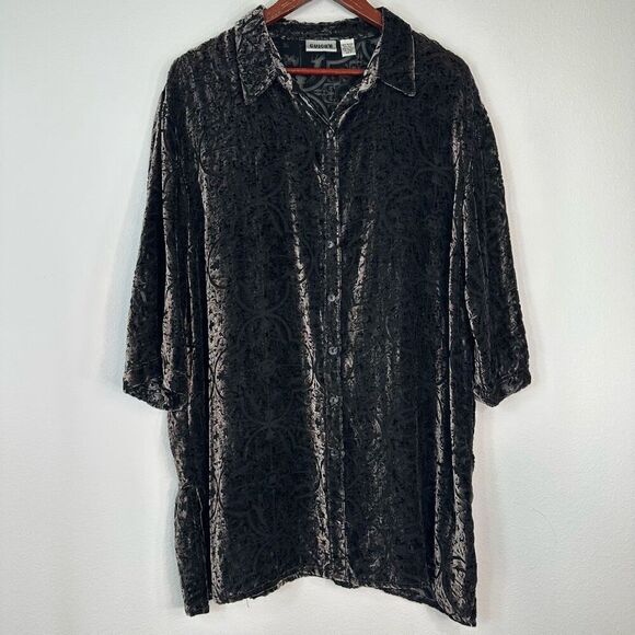 Vintage Chico’s Velvet Burnout Tunic Top Womens XL Silk Blend Whimsygoth Boho - Picture 1 of 10